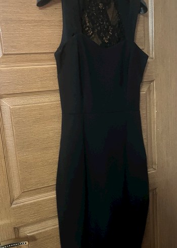 Dantelli V Yakalı Uzun Siyah Kadın Elbise - Görsel 2