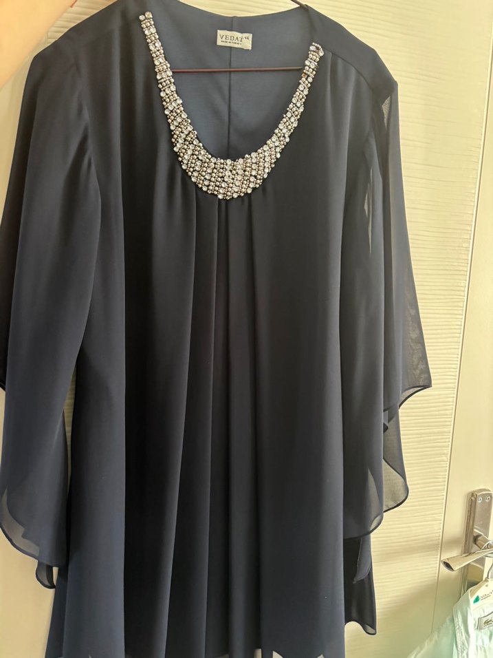 V Yaka Drapeli Uzun Gri Kadın Abiye Elbise - Görsel 4