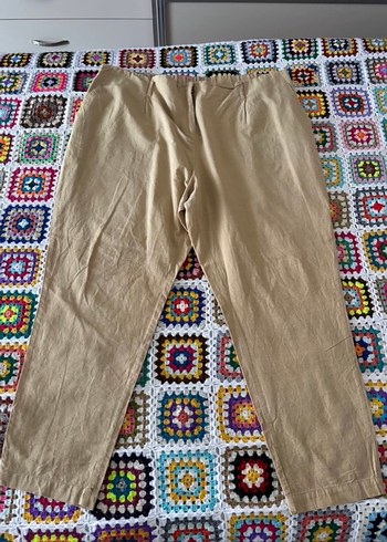 Bej Keten Kadın Pantolon - Görsel 6