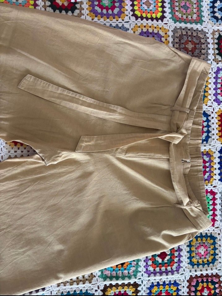 Bej Keten Kadın Pantolon - Görsel 2