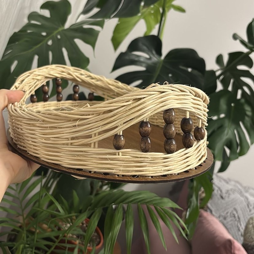 Ahşap Tabanlı Hasır Sepet - Görsel 4