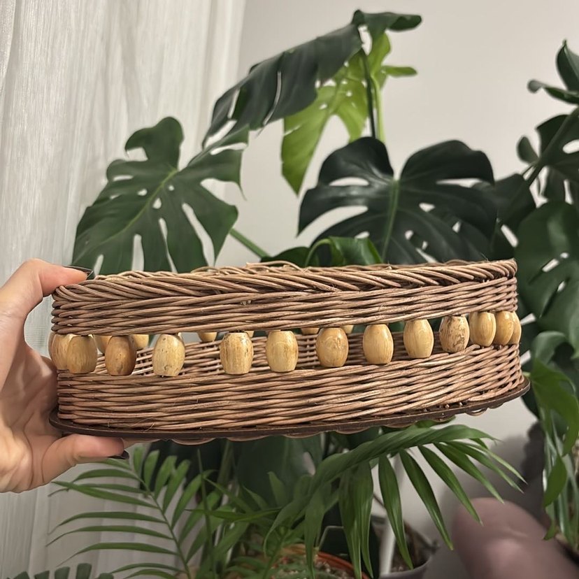 Ahşap Tabanlı Hasır Sepet - Görsel 3