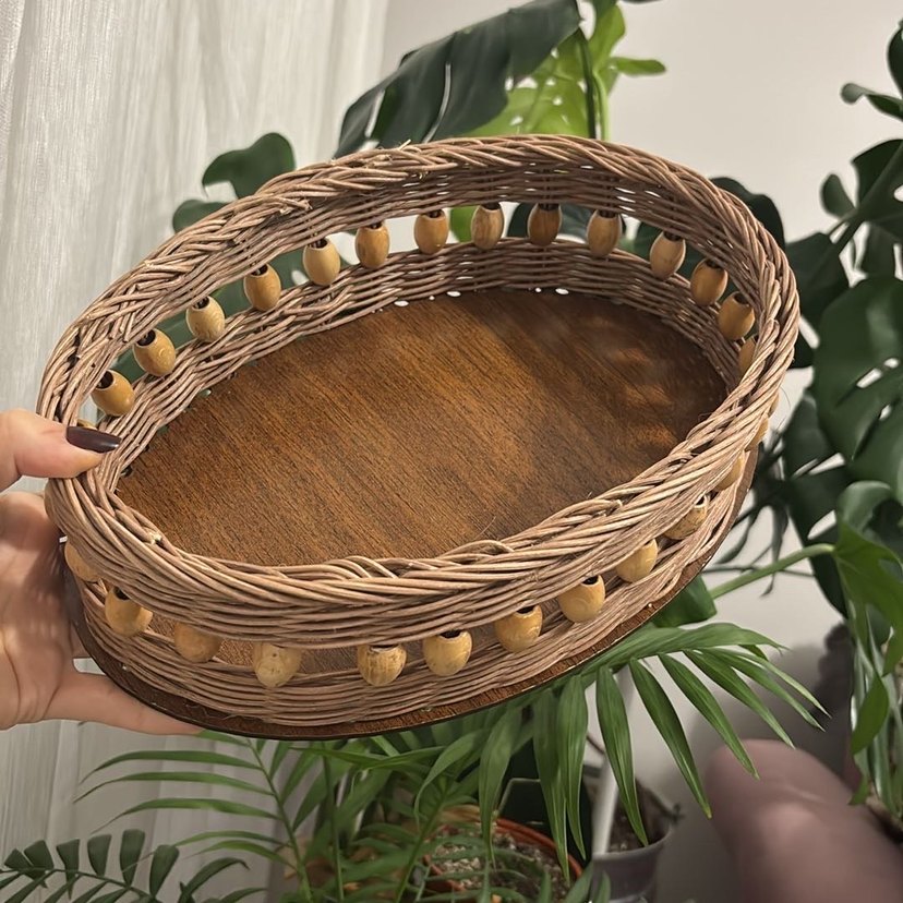 Ahşap Tabanlı Hasır Sepet - Görsel 2