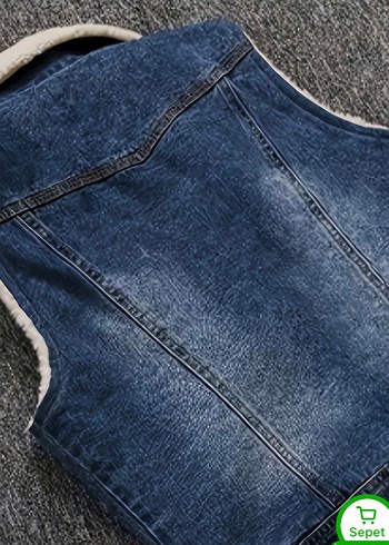 Düğmeli Kadın Kot Yelek, Sıcak ve Şık - Görsel 5