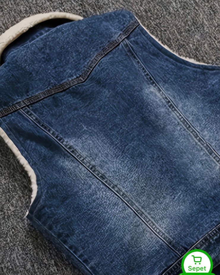 Düğmeli Kadın Kot Yelek, Sıcak ve Şık - Görsel 5