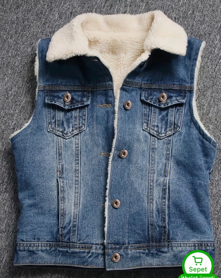 Düğmeli Kadın Kot Yelek, Sıcak ve Şık - Görsel 2