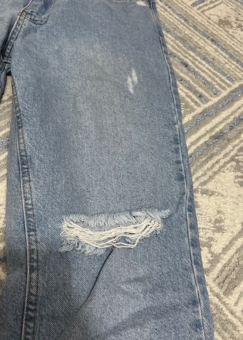 Kadın Gri Mavi Bol Kesim Midi Denim Pantolon - Görsel 2