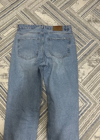 Kadın Gri Mavi Bol Kesim Midi Denim Pantolon - Görsel 6