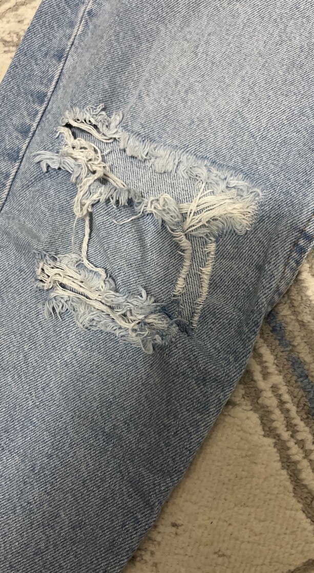 Kadın Gri Mavi Bol Kesim Midi Denim Pantolon - Görsel 3