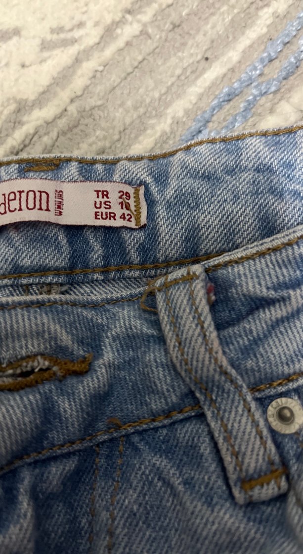 Kadın Gri Mavi Bol Kesim Midi Denim Pantolon - Görsel 5