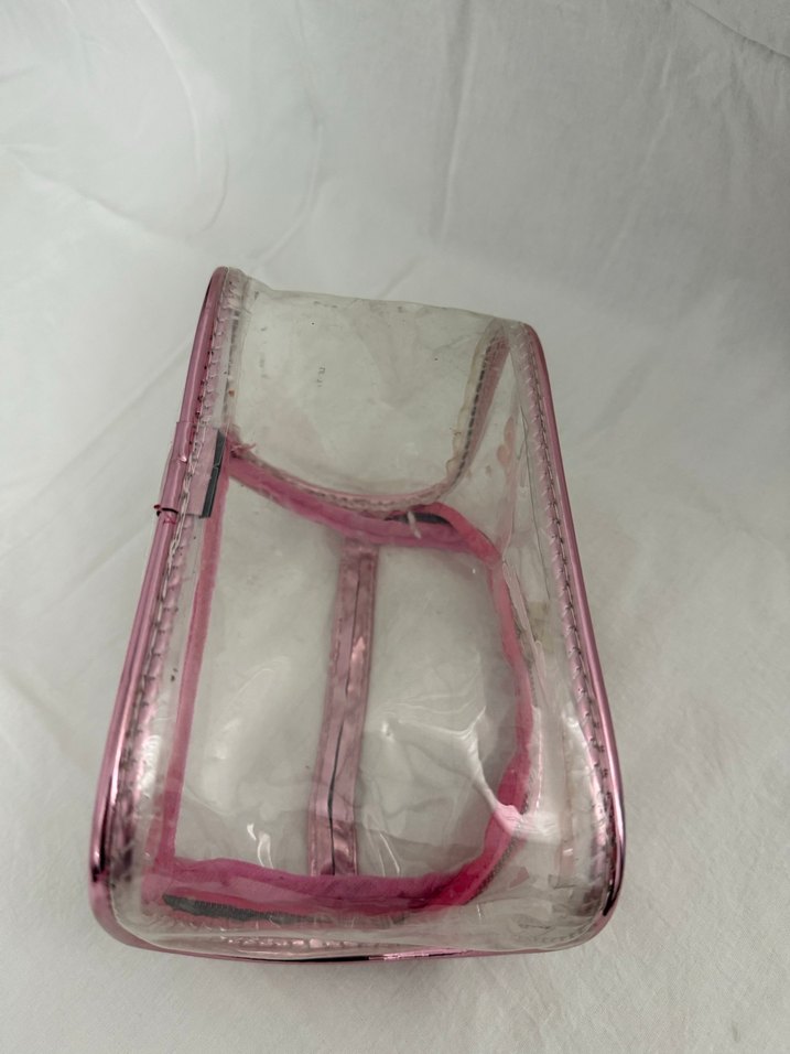 Pembe Baskılı Fermuarlı Kadın Makyaj Çantası - Görsel 3