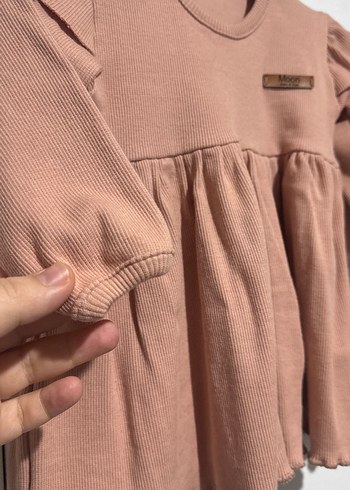 Kız Çocuk Bej Uzun Kollu Fırfırlı Elbise - Görsel 3