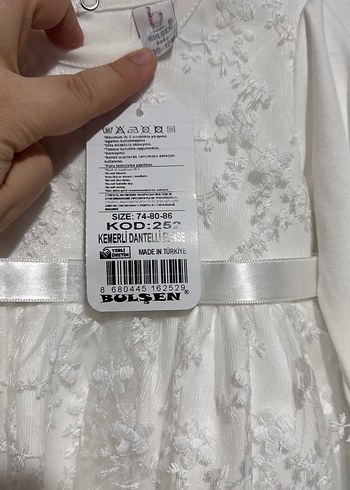 Kız Çocuk Beyaz Dantelli Uzun Kollu Elbise - Görsel 2