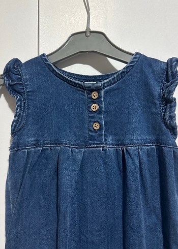 Kız Çocuk Lacivert Kolsuz Denim Tulum - Görsel 3