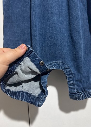 Kız Çocuk Lacivert Kolsuz Denim Tulum - Görsel 2