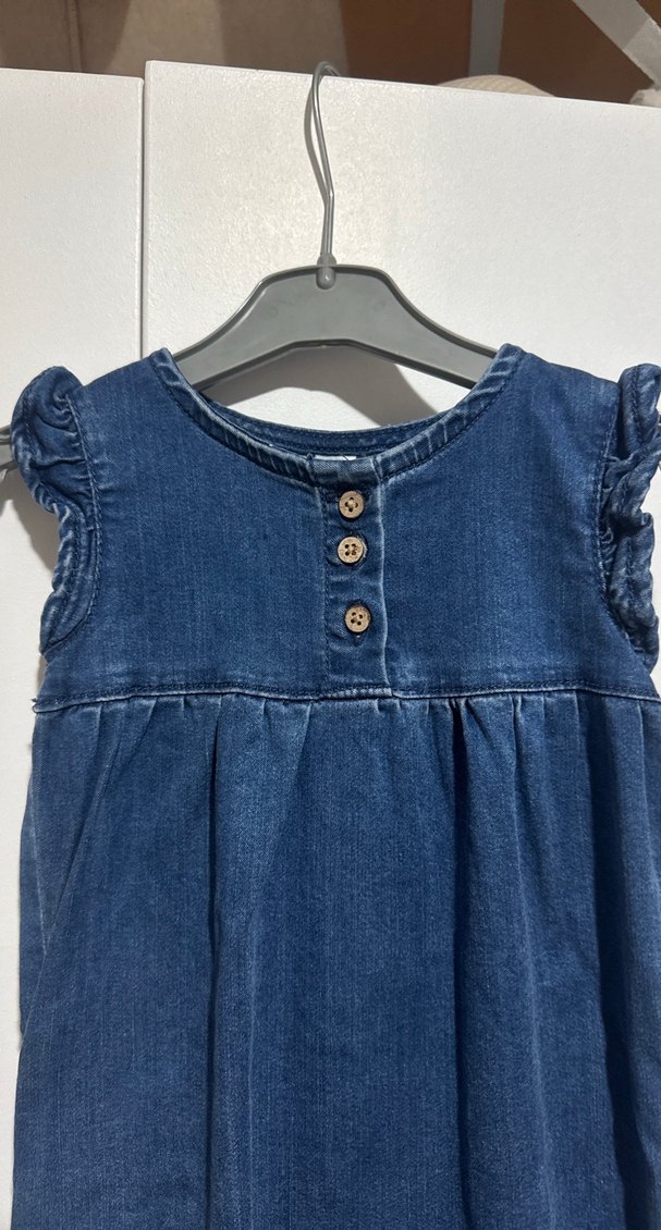 Kız Çocuk Lacivert Kolsuz Denim Tulum - Görsel 3