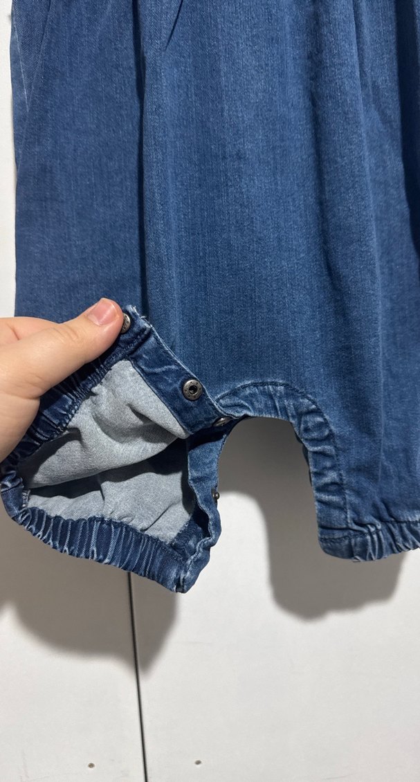 Kız Çocuk Lacivert Kolsuz Denim Tulum - Görsel 2