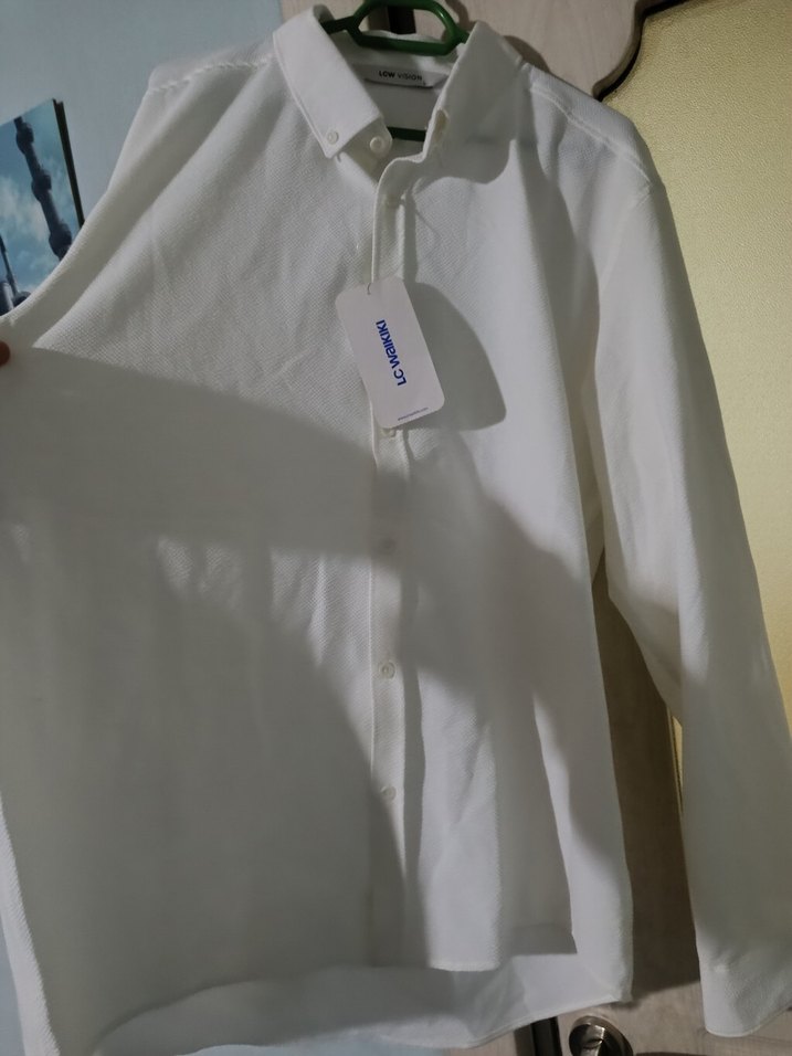 Erkek Beyaz Keten Uzun Kollu Gömlek - Görsel 5