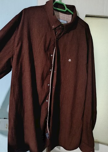 Düğmeli Kahverengi Keten Erkek Gömlek - Görsel 2