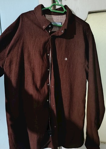 Düğmeli Kahverengi Keten Erkek Gömlek - Görsel 4