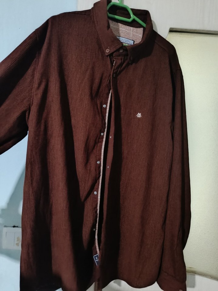 Düğmeli Kahverengi Keten Erkek Gömlek - Görsel 2