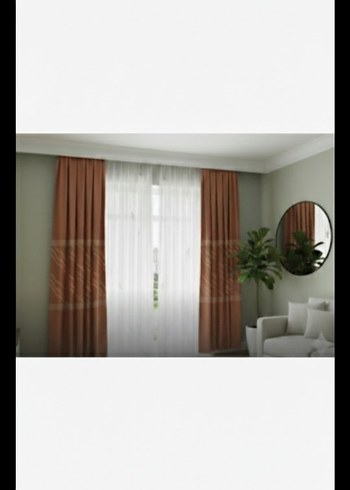 2 Adet Keten Fon Perde | Şık ve Modern Tasarım KİREMİT rengi - Görsel 4