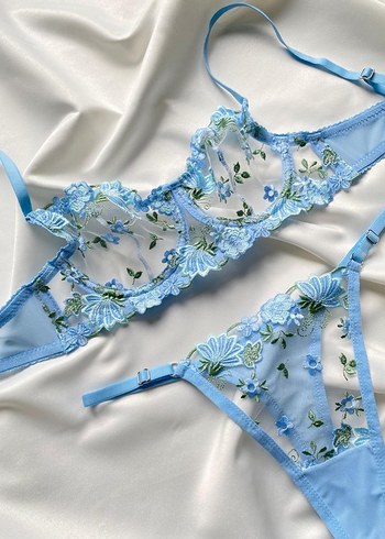 Nakışlı Mavi Bralet takımı - Görsel 2