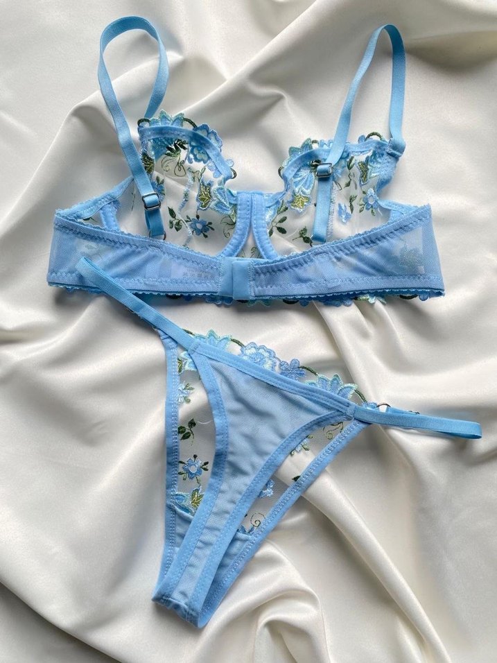 Nakışlı Mavi Bralet takımı - Görsel 3