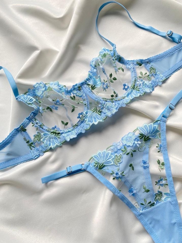 Nakışlı Mavi Bralet takımı - Görsel 2