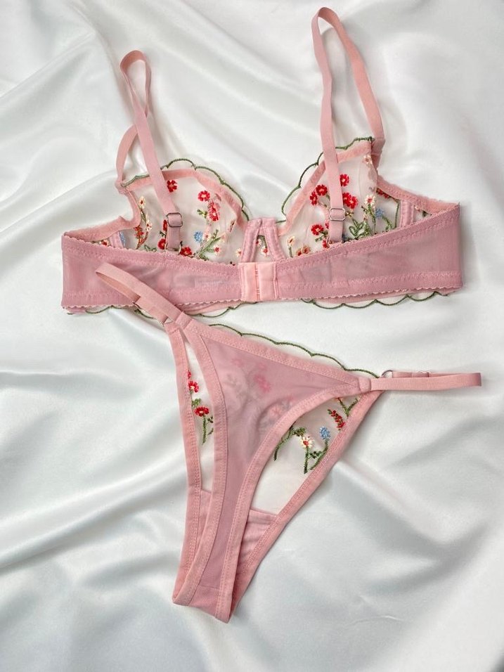 Nakışlı Pembe Bralet takımı - Görsel 3