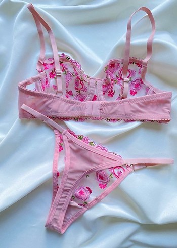 Pembe İşlemeli Bralet takımı - Görsel 2