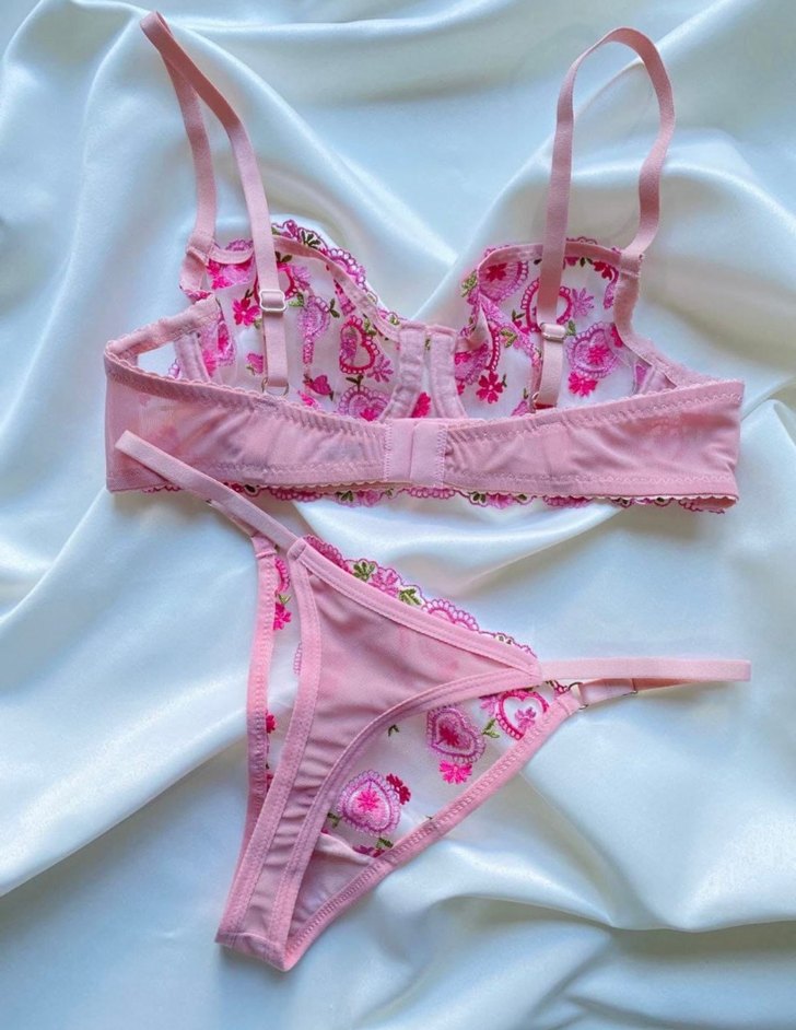 Pembe İşlemeli Bralet takımı - Görsel 2