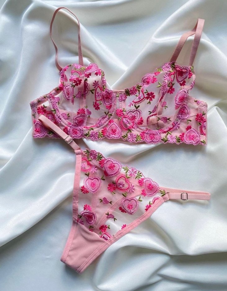 Pembe İşlemeli Bralet takımı - Görsel 3