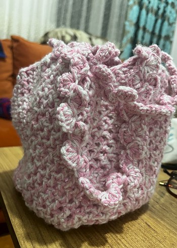 Pembe Örgü Kadın Çanta - Görsel 4