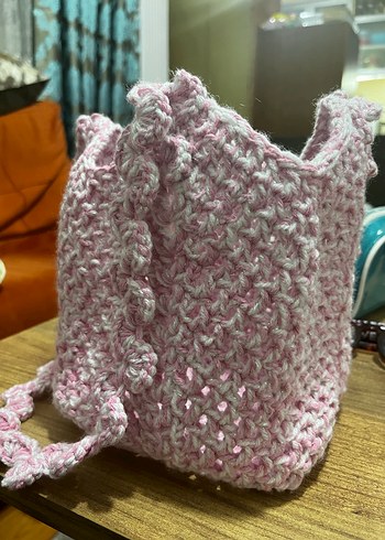 Pembe Örgü Kadın Çanta - Görsel 5