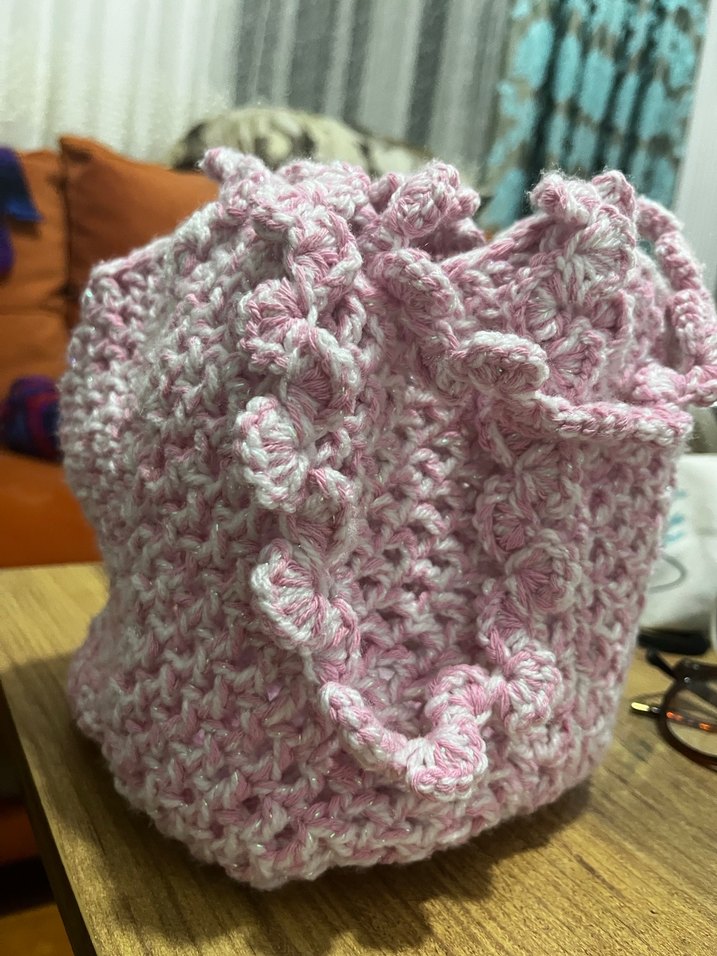 Pembe Örgü Kadın Çanta - Görsel 4