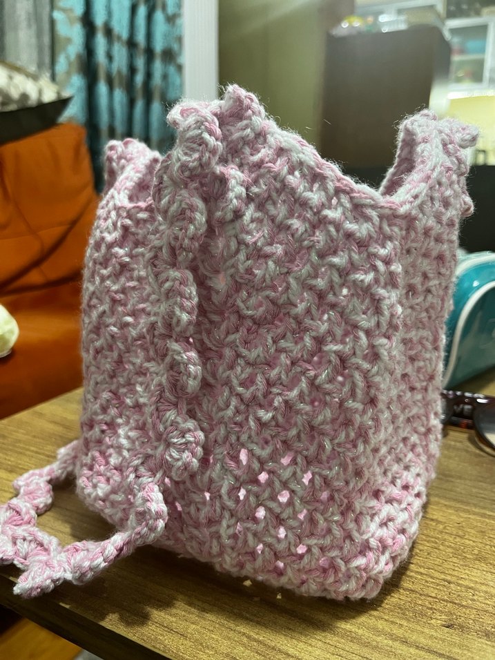 Pembe Örgü Kadın Çanta - Görsel 5