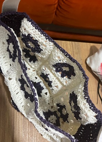 Dantel Detaylı Kağıt İp Bohem Örgü Kadın Çanta - Görsel 3