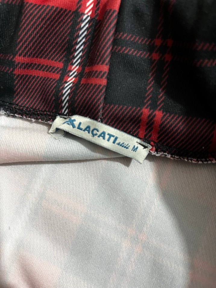 Bordo Kareli Midi Hamile Etek - Görsel 2