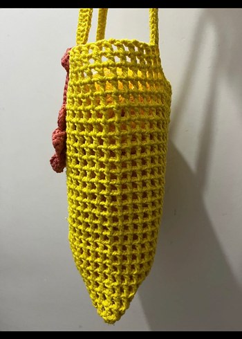 Sarı Örgü Çiçekli Kadın Çantası - Görsel 3