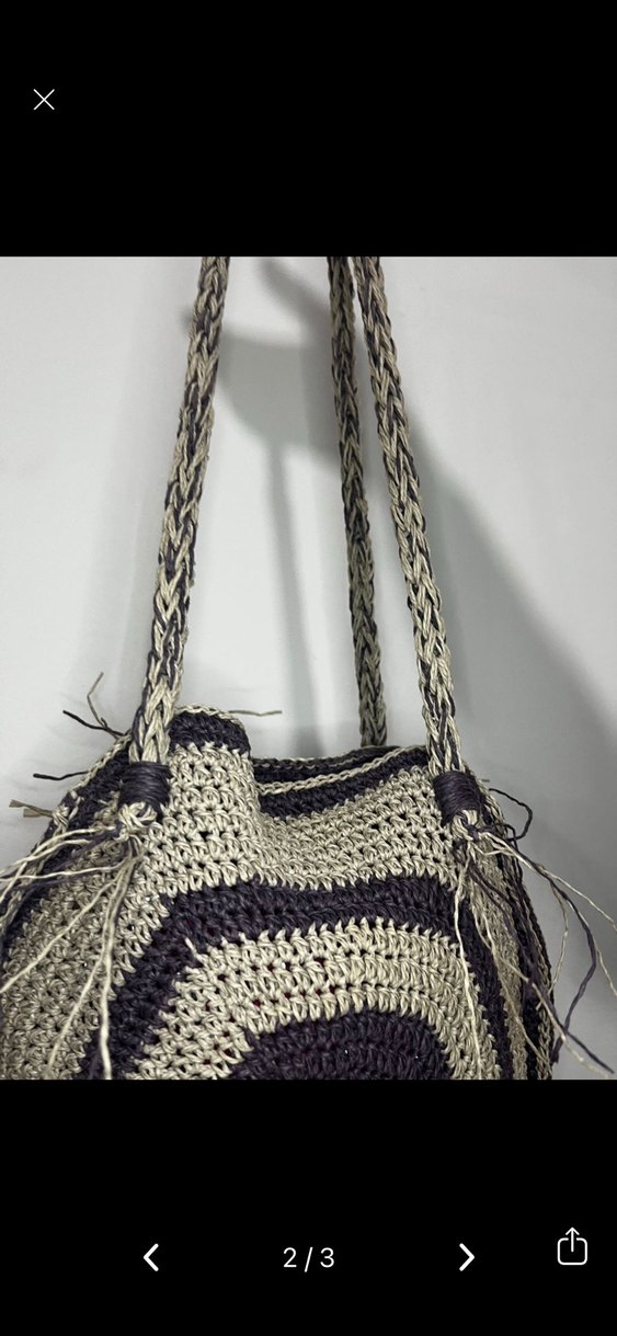Gri Mor Örgü Bohem Kadın Çantası - Görsel 2