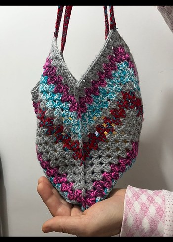 Bohem Çok Renkli Örgü Kadın Çanta - Görsel 2