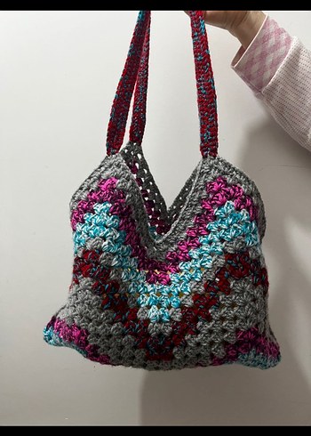 Bohem Çok Renkli Örgü Kadın Çanta - Görsel 3