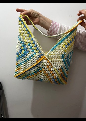 Bohem Çok Renkli Örgü Kadın Çanta - Görsel 2