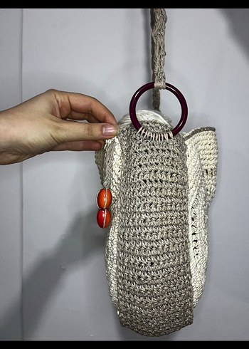 Beyaz Örgü Bohem Çanta - Görsel 3