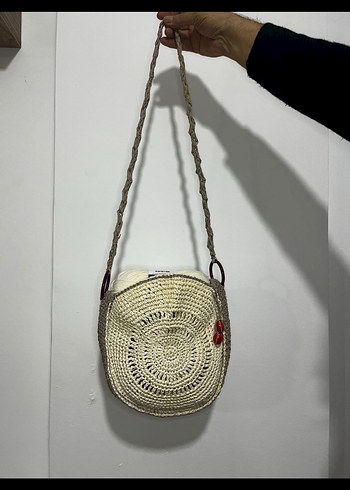Beyaz Örgü Bohem Çanta - Görsel 2