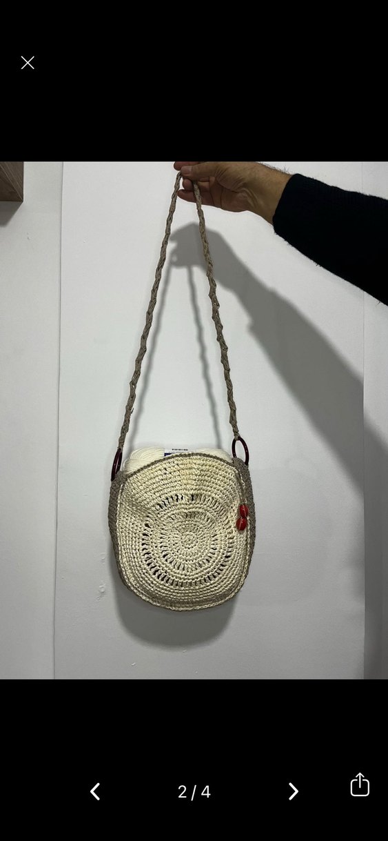 Beyaz Örgü Bohem Çanta - Görsel 2