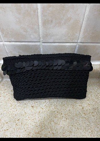 Siyah Örgü Kadın Portföy Çanta - Görsel 2