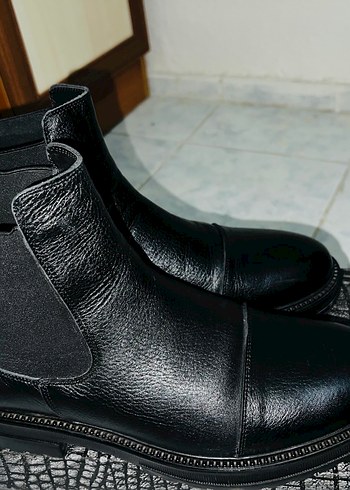 Siyah Deri Erkek Biker Botları - Görsel 5