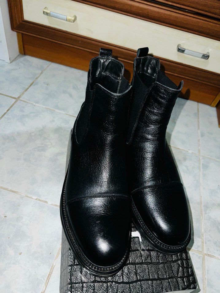 Siyah Deri Erkek Biker Botları - Görsel 4